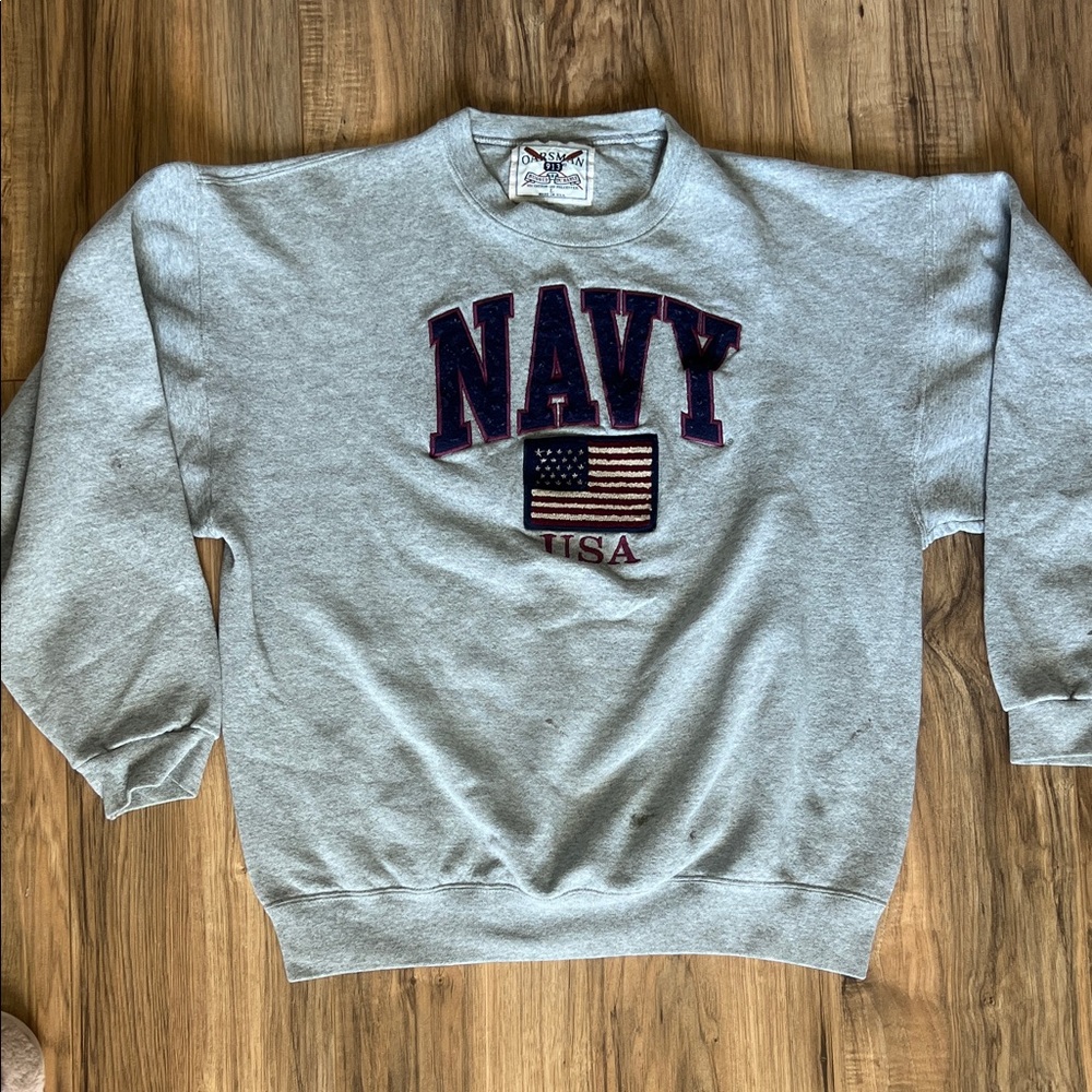 Vintage OARSMAN Gray Navy USA Men's Sweater Sz L